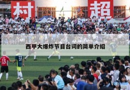 西甲大爆炸节目台词的简单介绍